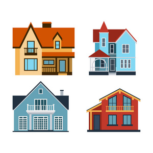 别墅房子的建设建筑建筑家园建设房地产住宅物业屋顶的房子前视图矢量