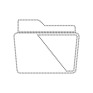 文件夹标志图。矢量。白色背景上的黑色虚线的图标。分离
