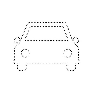 汽车标志图。矢量。白色背景上的黑色虚线的图标。分离