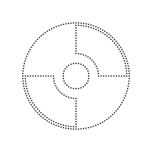 矢量 Cd 或 Dvd 的标志。矢量。白色背景上的黑色虚线的图标。分离
