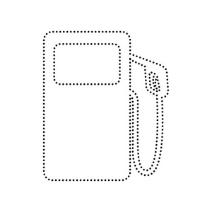 气体泵标志。矢量。白色背景上的黑色虚线的图标。分离