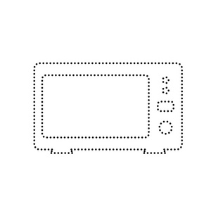 微波信号图。矢量。在白色的黑色虚线的图标