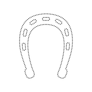 马蹄形标志图。矢量。白色背景上的黑色虚线的图标。分离