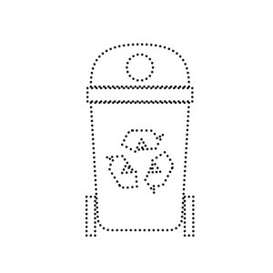 垃圾桶标志图。矢量。白色 b 上的黑色虚线的图标