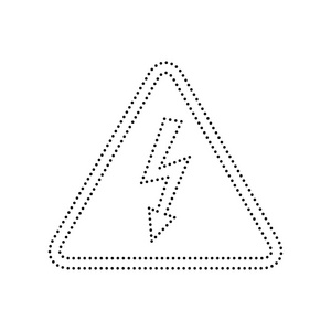 高压危险的信号。矢量。白色背景上的黑色虚线的图标。分离