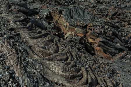 波冷冻的熔岩场在奇克，喷发在 2012 年，Klyuchevskaya 组的爆发后的背景