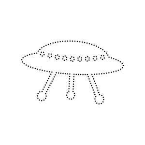 不明飞行物简单的符号.矢量.白色背景上的黑色虚线的图标.分离照片