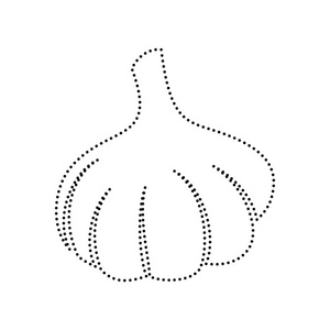 大蒜简单的符号。矢量。在白色背景上的黑色虚线的图标