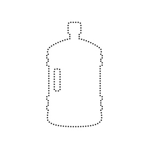 塑料瓶剪影标志。矢量。对 whi 的黑色虚线的图标