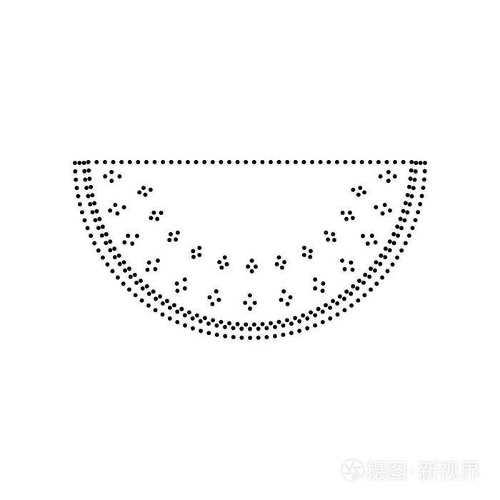 西瓜的标志矢量白色背景上的黑色虚线的图标分离
