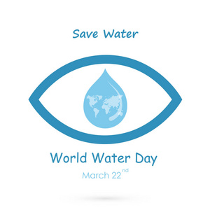 水与人类的眼睛图标矢量 logo 设计模板的下落。世界