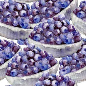 水彩图案与蓝莓