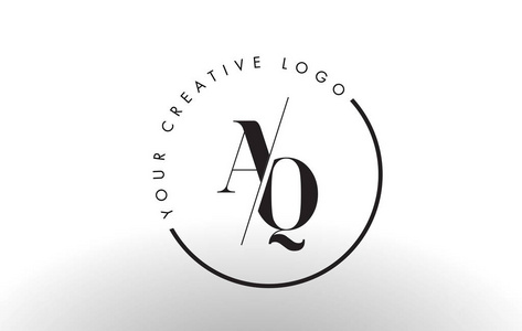 衬线 Aq 字母标志设计与创意相交切