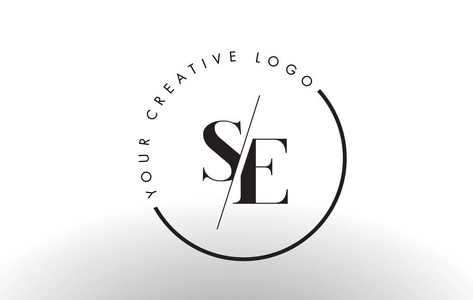 Se 衬线字母标志设计与创意相交切