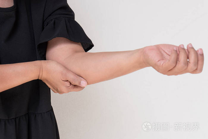 女人患肘痛, 痛风, 关节炎, 损伤, 肌肉问题