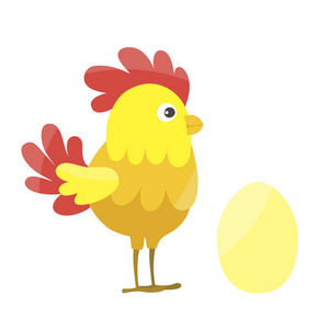 插图与可爱的鸡和蛋