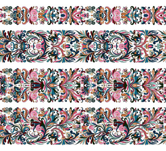 老式的边框画笔模板集。巴洛克式花卉元素为框架设计和页面装饰的