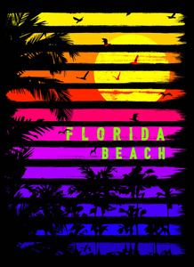 佛罗里达州夏季 t 恤图形设计