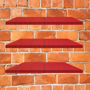 3 红色木书架表上砖的背景墙上