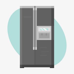 与时尚工业金属美食厨房用品,家具用具冰箱家电食品冰柜矢量图照片