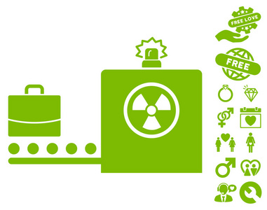 行李检查图标与可爱的奖金
