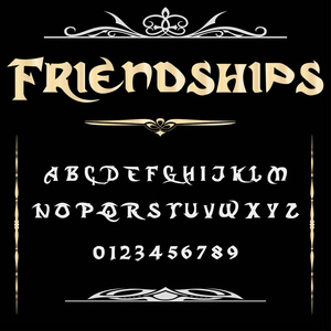 脚本字体字体友谊老式脚本矢量字体标签和任何类型的设计