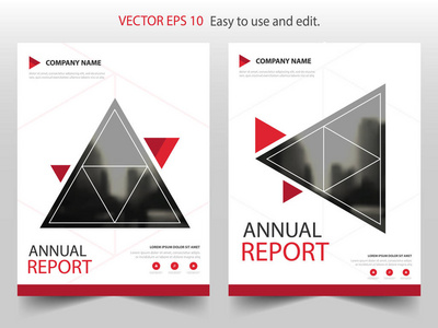 红三角矢量宣传册年报单张传单模板设计，书封面版式设计 抽象业务演示文稿模板 a4 尺寸设计