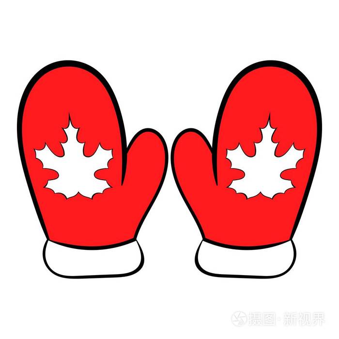 与枫树叶子图标卡通红色手套