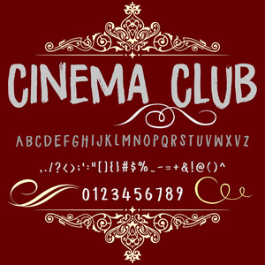 脚本字体电影院俱乐部老式脚本矢量字体标签和任何类型的设计