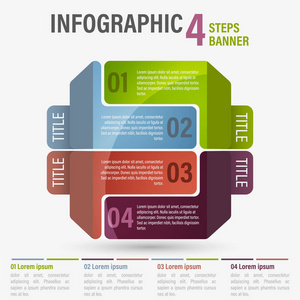 带角度的抽象业务四步骤信息图表模板。可以用于布局 工作流程 数字选项。第 32 部分