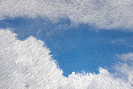蓝色天空 3d 挤出块模式的背景，抽象的蓝色天空背景