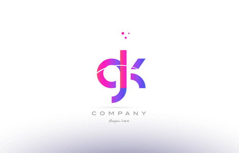 gk g k 粉红色现代创意字母表字母标志图标模板