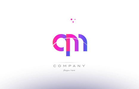 qm q m 粉红色现代创意字母表字母标志图标模板照片