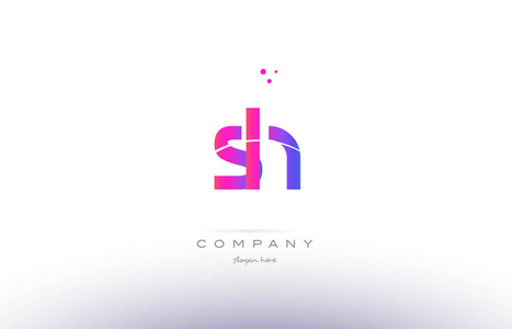 sh s h 粉红色现代创意字母表字母标志图标模板