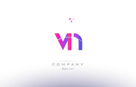 vn v n 粉红色现代创意字母表字母标志图标模板