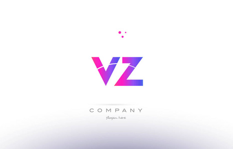 vz v z 粉红色现代创意字母表字母标志图标模板