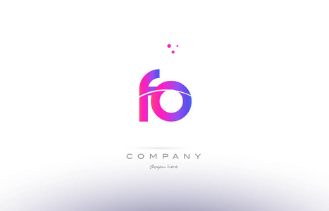 fo f o 粉红色现代创意字母表字母标志图标模板