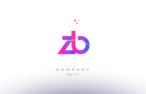 zb z b 粉红色现代创意字母表字母标志图标模板