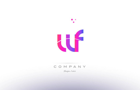 wf w f 粉红色现代创意字母表字母标志图标模板