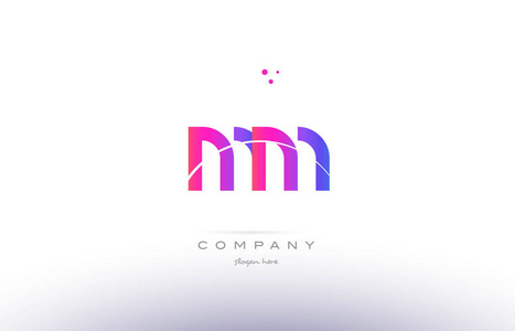 mm m m 粉红色现代创意字母信标志图标模板