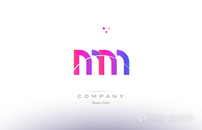 mm m m 粉红色现代创意字母信标志图标模板