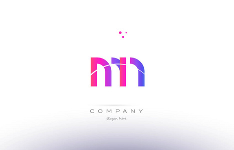 mn m n 粉红色现代创意字母字母徽标图标模板