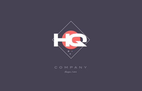 hq h q 老式复古粉色紫色字母表字母标志图标 temp照片