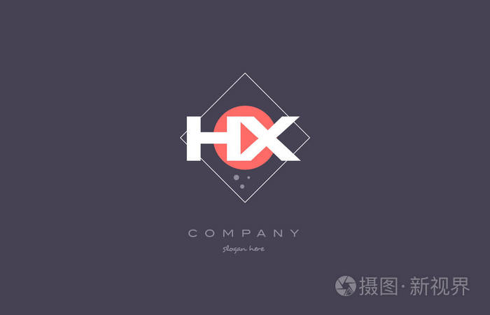 hx h x 老式复古粉色紫色字母表字母标志图标 temp
