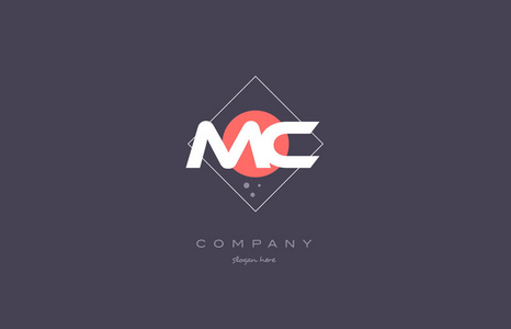mc m c 老式复古粉色紫色字母表字母标志图标 temp