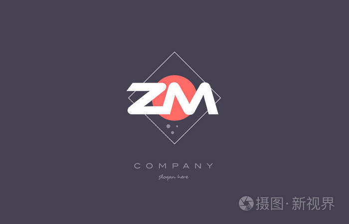 zm z m 老式复古粉色紫色字母表字母标志图标 temp