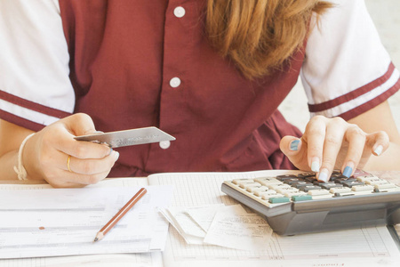 文档和笔记本月度记录费用信用卡和支票帐户