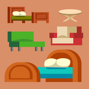 孤立的沙发矢量图孤立家具室内生活简单元素舒适家居室内设置的房子表经典放松