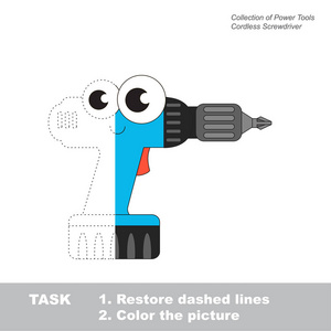 电动工具是彩色。矢量跟踪游戏