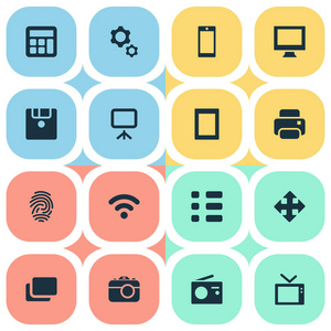 矢量图组的简单小工具图标.